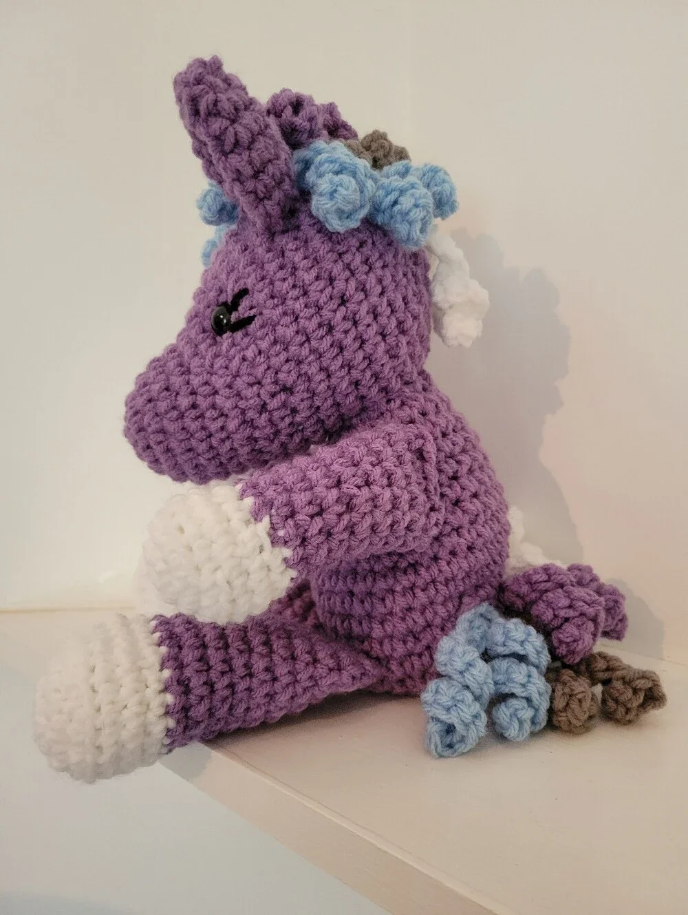 Unicorn Crochet Purple With Blue White And Gray Toddler Baby Lovey Horse